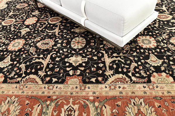 Natural Dye Sarouk Farahan Rug - styled in room setting