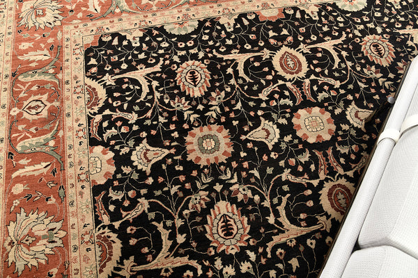 Natural Dye Sarouk Farahan Rug - overhead flat lay view