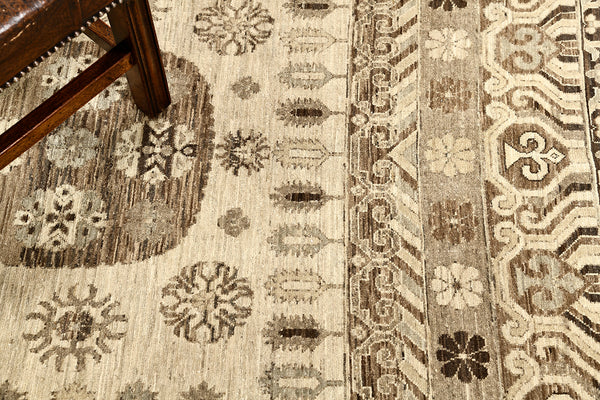 Natural Dye Khotan Revival Rug - East Turkestan Khotan - overhead flat lay view [#2]