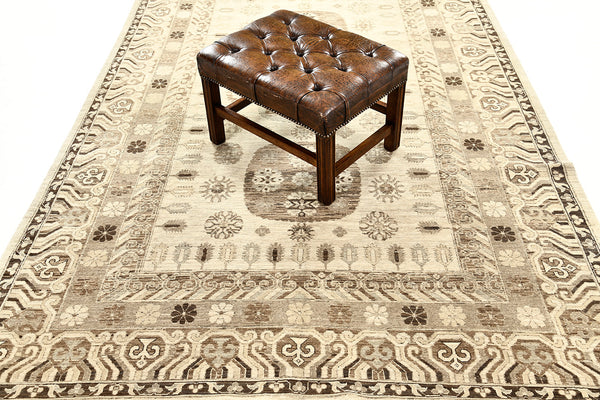 Natural Dye Khotan Revival Rug - East Turkestan Khotan - close-up of weave texture and pile [#2]