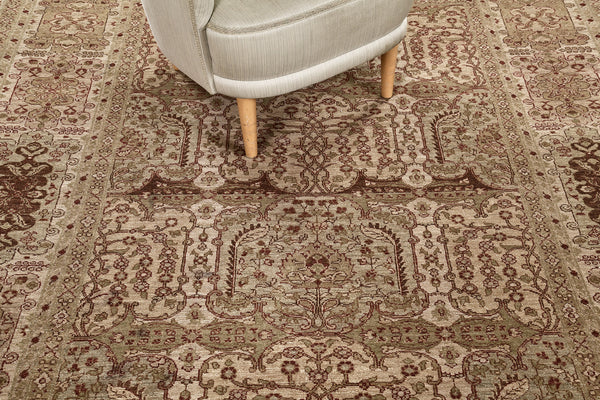 Natural Dye Lavar Kerman Design Bliss Collection - detailed border and fringe