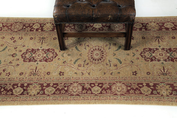Natural Dye Agra Revival Rug - artisan revival weave - overhead flat lay view