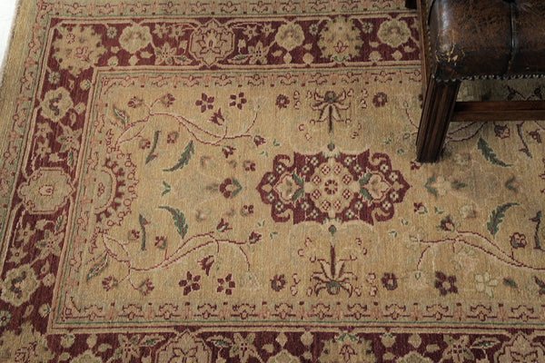 Natural Dye Agra Revival Rug - artisan revival weave - full length showing color variation
