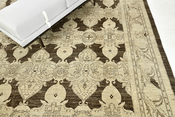 Vintage Style Arts and Crafts Design Rug - styled in room setting [#2]
