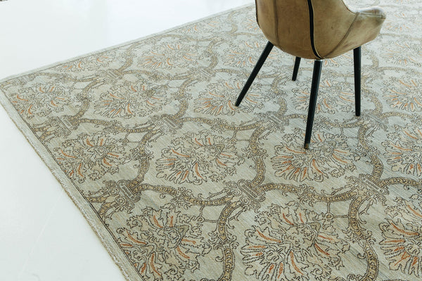 Natural Dye Damask Design Rug Divine - close-up of weave texture and pile