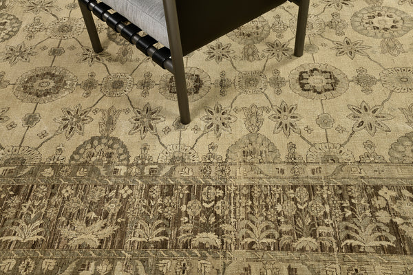 Vintage Style Haji Jalili Design Rug - overhead flat lay view