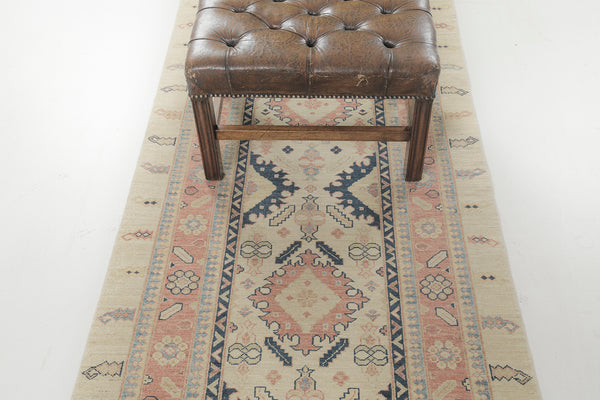 Natural Dye Tribal Revival Runner Divine Collection - artisan revival weave - styled in room setting
