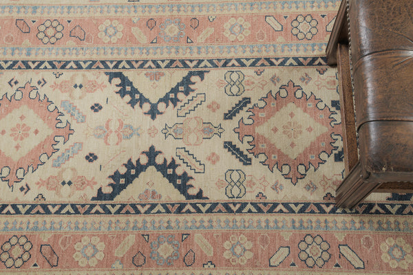 Natural Dye Tribal Revival Runner Divine Collection - artisan revival weave - detailed border and fringe
