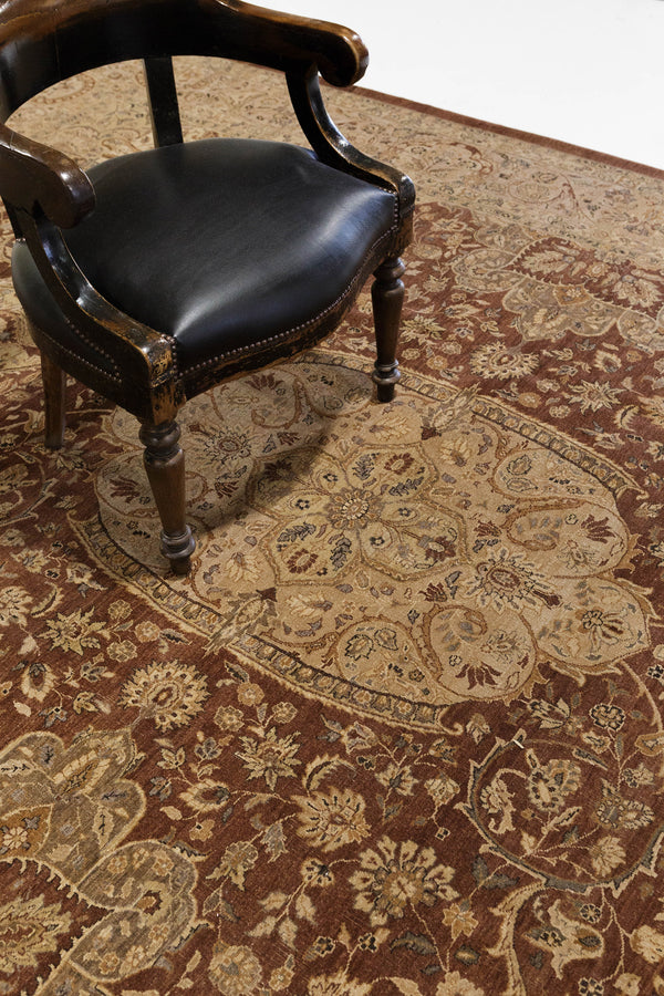 Natural Dye Classic Tabriz Revival Rug - artisan revival weave - styled in room setting