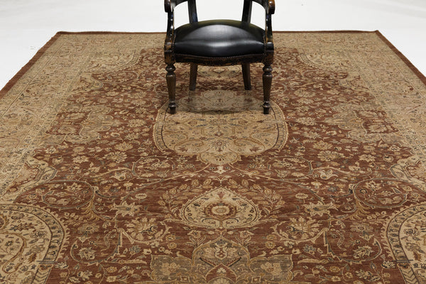 Natural Dye Classic Tabriz Revival Rug - artisan revival weave - overhead flat lay view