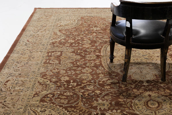Natural Dye Classic Tabriz Revival Rug - artisan revival weave - detailed border and fringe