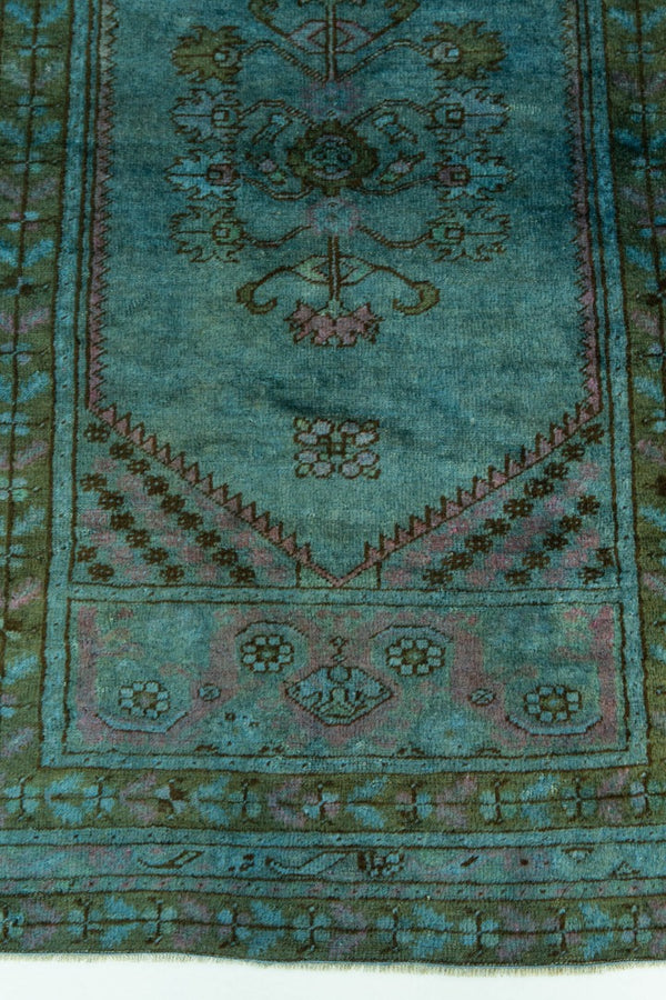 Overdyed Vintage Turkish Anatolian Rug - hand-knotted in Turkey - detailed border and fringe [#3]