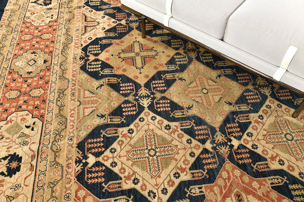 Natural Dye Antique Revival Bliss - artisan revival weave - detailed border and fringe