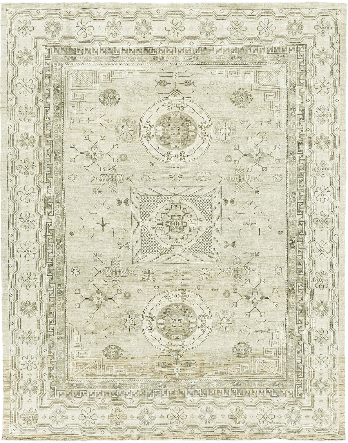Vintage Style 18 Century Khotan Revival Rug - East Turkestan Khotan - one-of-a-kind handmade area rug [#3]