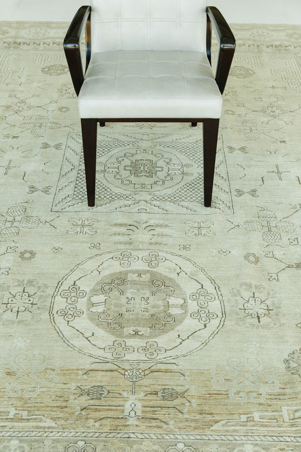 Vintage Style 18 Century Khotan Revival Rug - East Turkestan Khotan - full length showing color variation [#3]