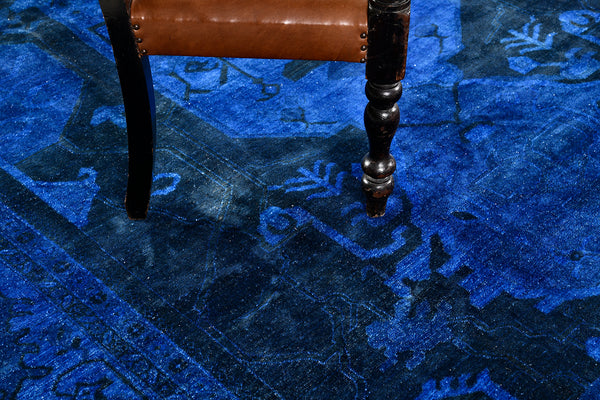 Vintage Style Overdyed Rapture Collection Rug - detailed border and fringe