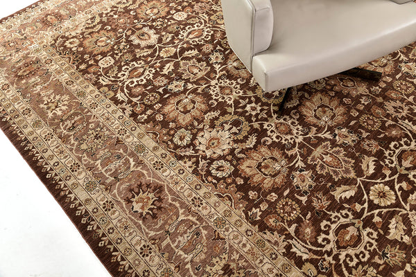 Natural Dye Tabriz Hadji Jalili Style Rug Fable - detailed border and fringe [#1]