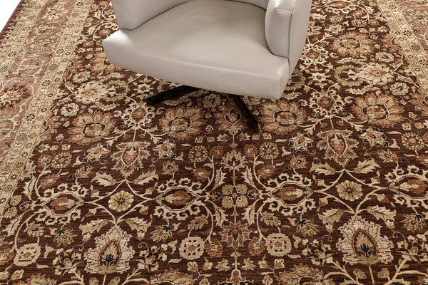 Natural Dye Tabriz Hadji Jalili Style Rug Fable - overhead flat lay view [#1]