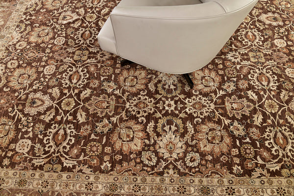 Natural Dye Tabriz Hadji Jalili Style Rug Fable - close-up of weave texture and pile [#1]