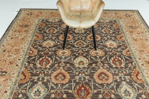 Natural Dye Sultanabad Style Rug Divine - overhead flat lay view