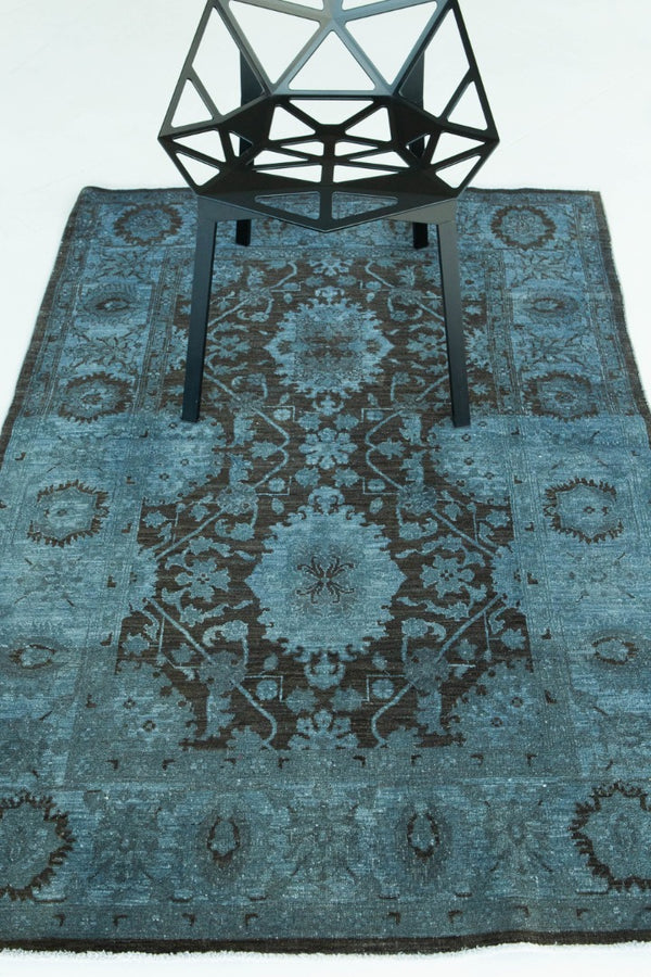 Overdyed Distressed Mahal Design Rug - styled in room setting