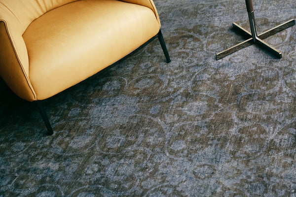 Overdyed Distressed Rug - overhead flat lay view [#1]