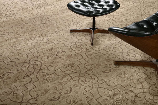 Natural Dye Transitional Rug Design Divine - overhead flat lay view [#2]