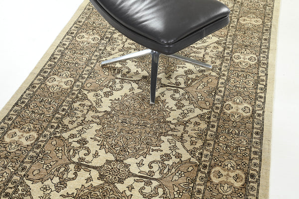 Vintage Style Tabriz Revival Rug - artisan revival weave - styled in room setting [#15]