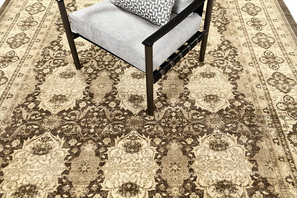Vintage Style Tabriz Design Rug - overhead flat lay view [#3]