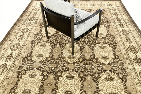 Vintage Style Tabriz Design Rug - full length showing color variation [#3]