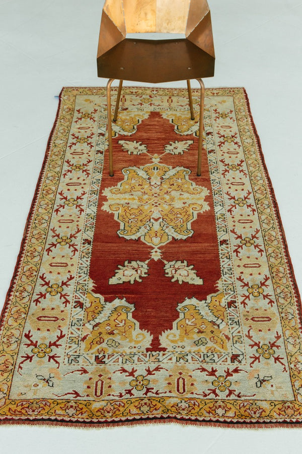 Vintage Turkish Anatolian Rug - hand-knotted in Turkey - overhead flat lay view [#98]