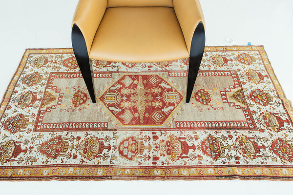 Vintage Turkish Anatolian Rug - hand-knotted in Turkey - close-up of weave texture and pile [#97]