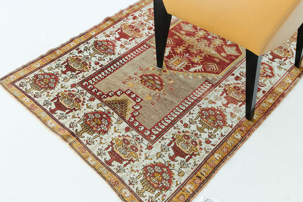 Vintage Turkish Anatolian Rug - hand-knotted in Turkey - full length showing color variation [#97]