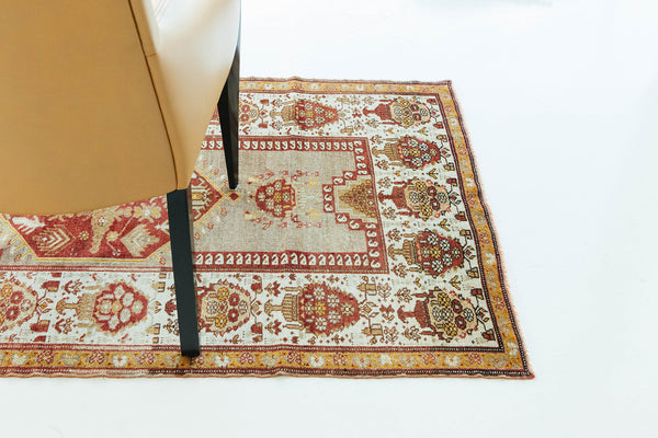 Vintage Turkish Anatolian Rug - hand-knotted in Turkey - overhead flat lay view [#97]