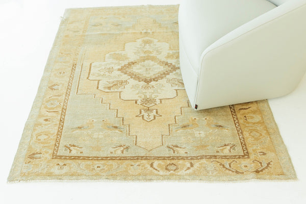 Vintage Turkish Anatolian Rug - hand-knotted in Turkey - overhead flat lay view [#8]