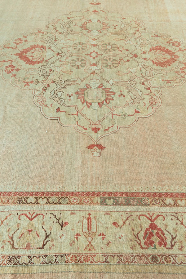 Antique Turkish Oushak Rug - hand-knotted in Turkey - detailed border and fringe [#10]