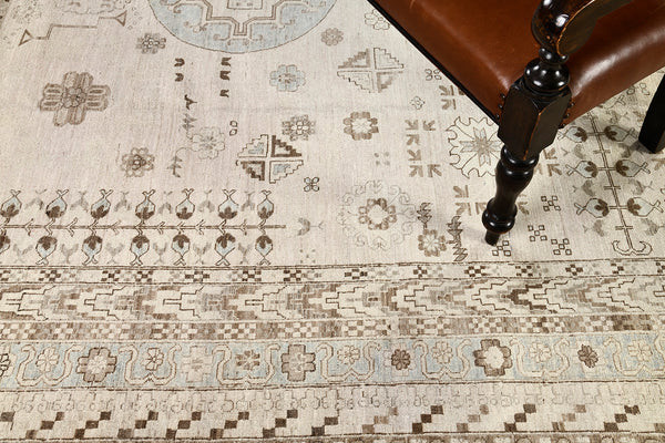 18th Century Khotan Design Revival Rapture - 18th-century, East Turkestan Khotan - overhead flat lay view