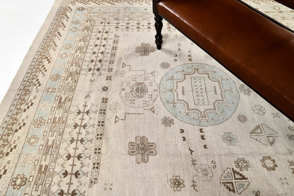 18th Century Khotan Design Revival Rapture - 18th-century, East Turkestan Khotan - styled in room setting