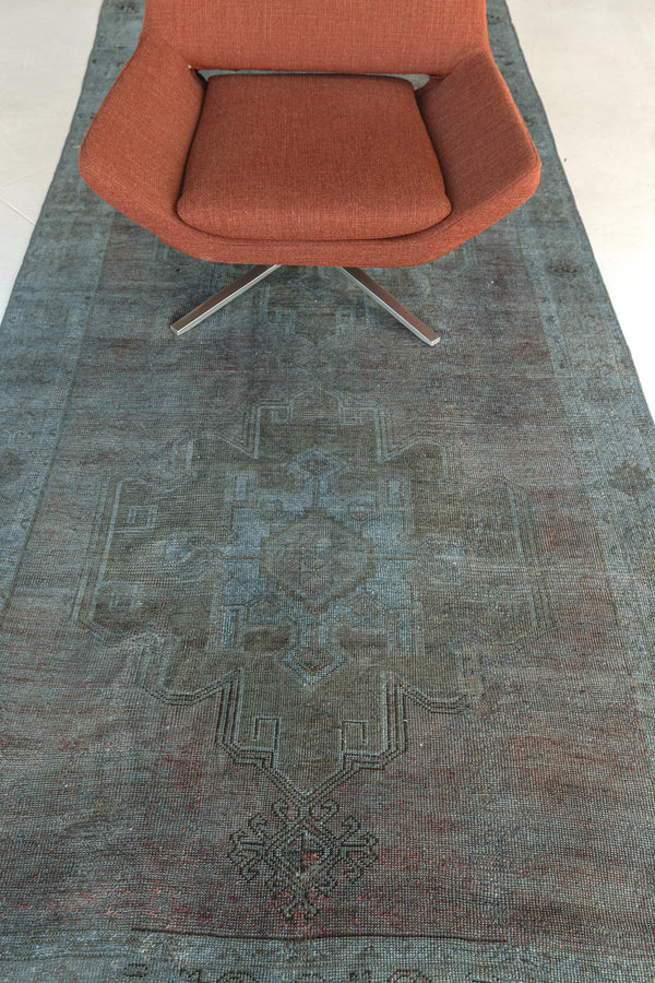 Overdyed Vintage Turkish Anatolian Runner - hand-knotted in Turkey - detailed border and fringe [#1]
