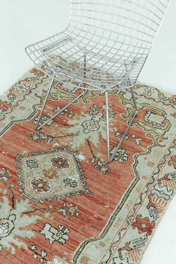 Vintage Turkish Anatolian Rug - hand-knotted in Turkey - full length showing color variation [#90]