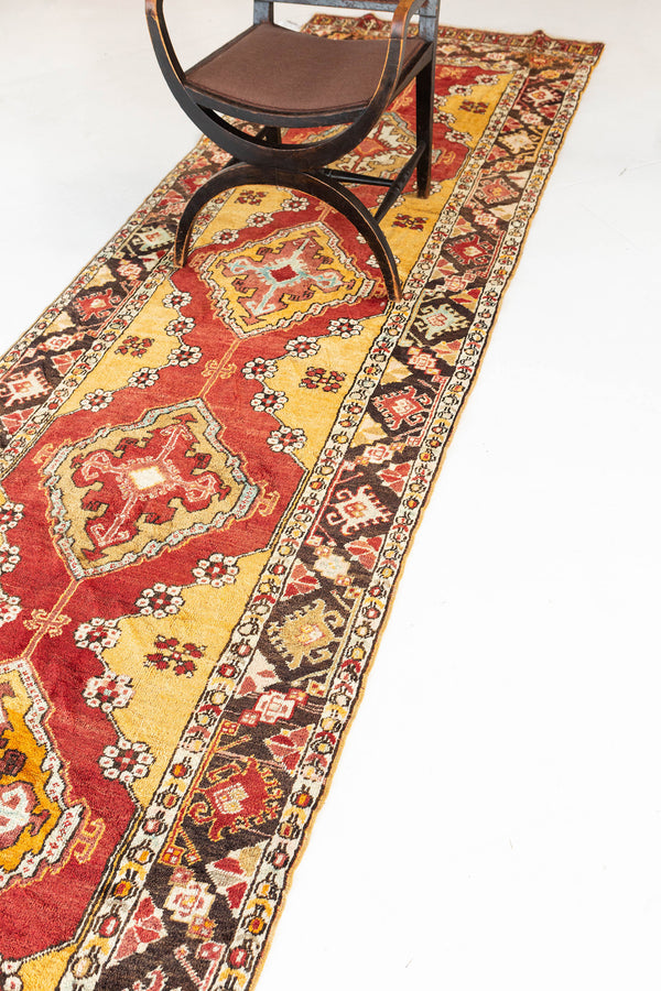 Vintage Turkish Anatolian Runner - hand-knotted in Turkey - overhead flat lay view [#20]