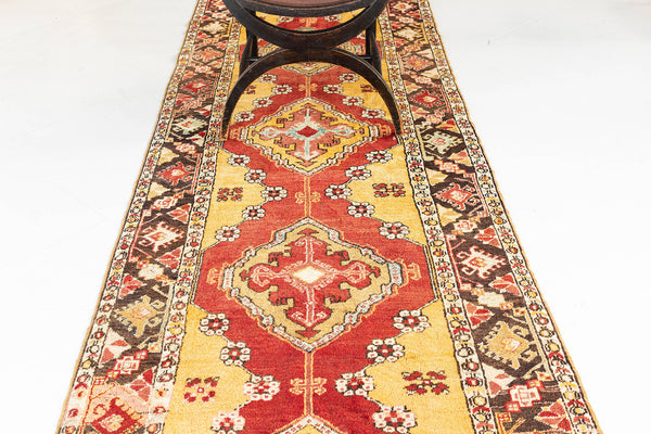 Vintage Turkish Anatolian Runner - hand-knotted in Turkey - close-up of weave texture and pile [#20]