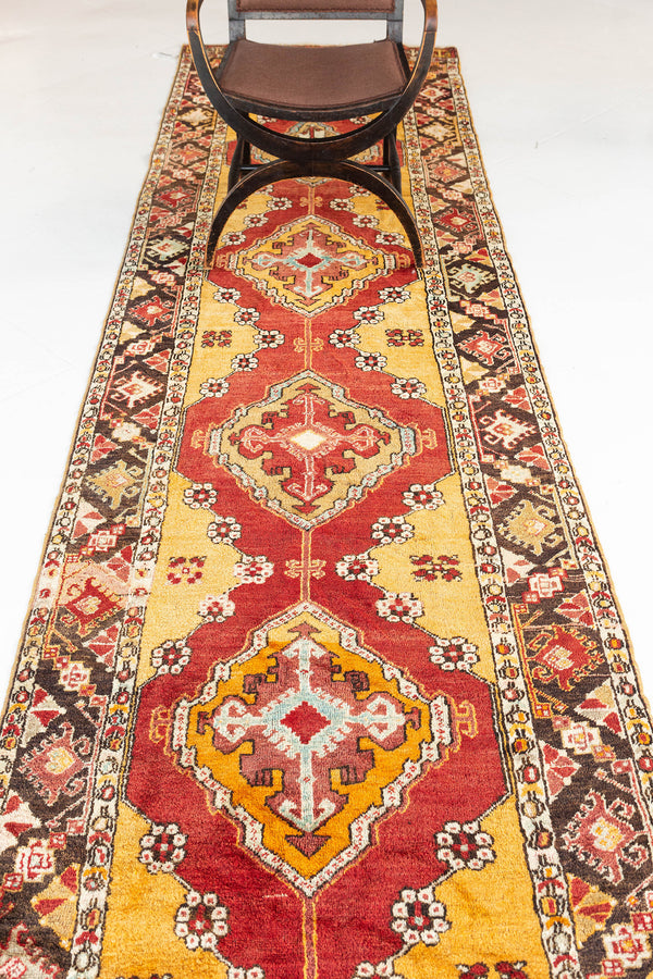 Vintage Turkish Anatolian Runner - hand-knotted in Turkey - styled in room setting [#20]