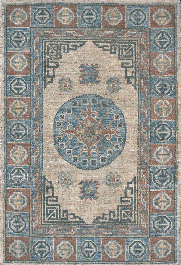 18th Century Khotan Design Revival Rug - 18th-century, East Turkestan Khotan - one-of-a-kind handmade area rug [#9]