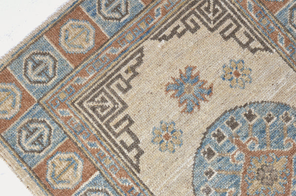 18th Century Khotan Design Revival Rug - 18th-century, East Turkestan Khotan - overhead flat lay view [#9]