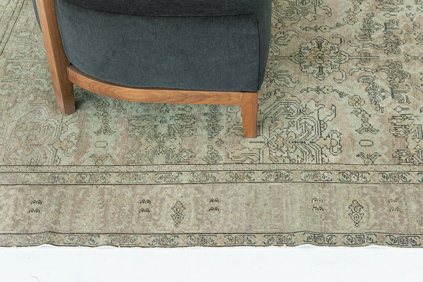 Vintage Turkish Oushak Rug - hand-knotted in Turkey - styled in room setting [#1]