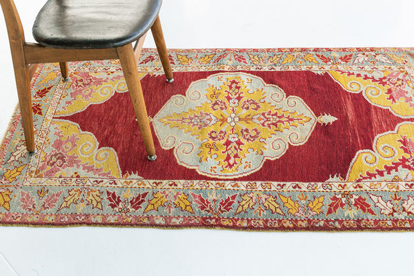 Vintage Turkish Anatolian Rug - hand-knotted in Turkey - overhead flat lay view [#84]