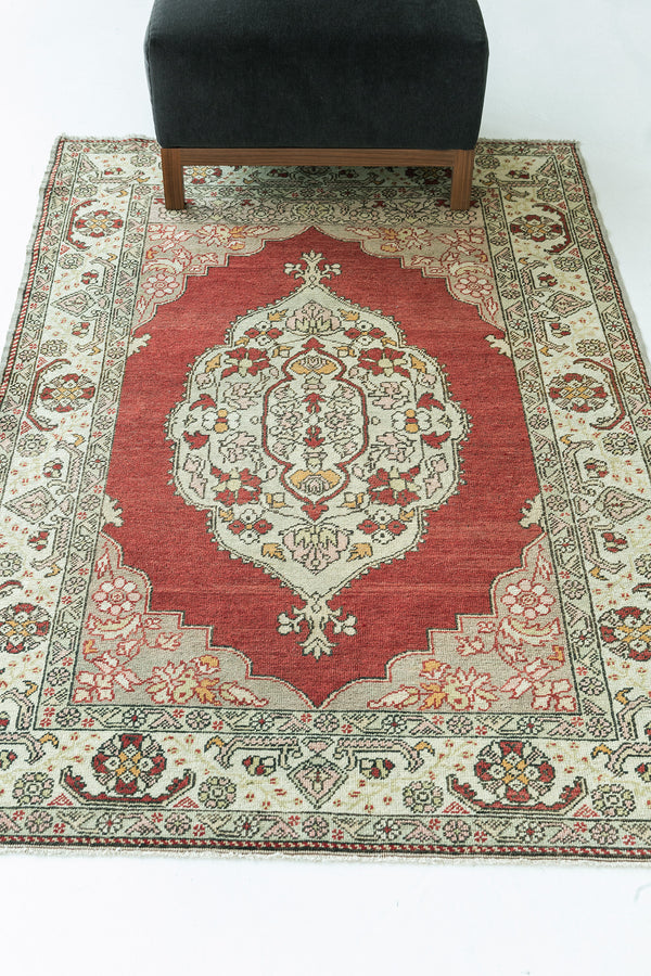 Vintage Turkish Anatolian Rug - hand-knotted in Turkey - styled in room setting [#82]