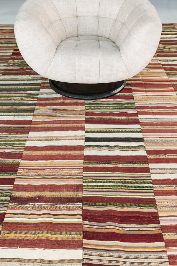 Vintage Turkish Kilim Patchwork - flat-weave kilim, hand-knotted in Turkey - overhead flat lay view [#3]