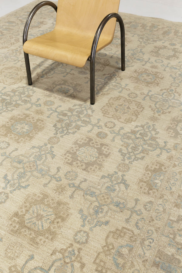 18th Century Khotan Revival Rug - 18th-century, East Turkestan Khotan - styled in room setting [#1]